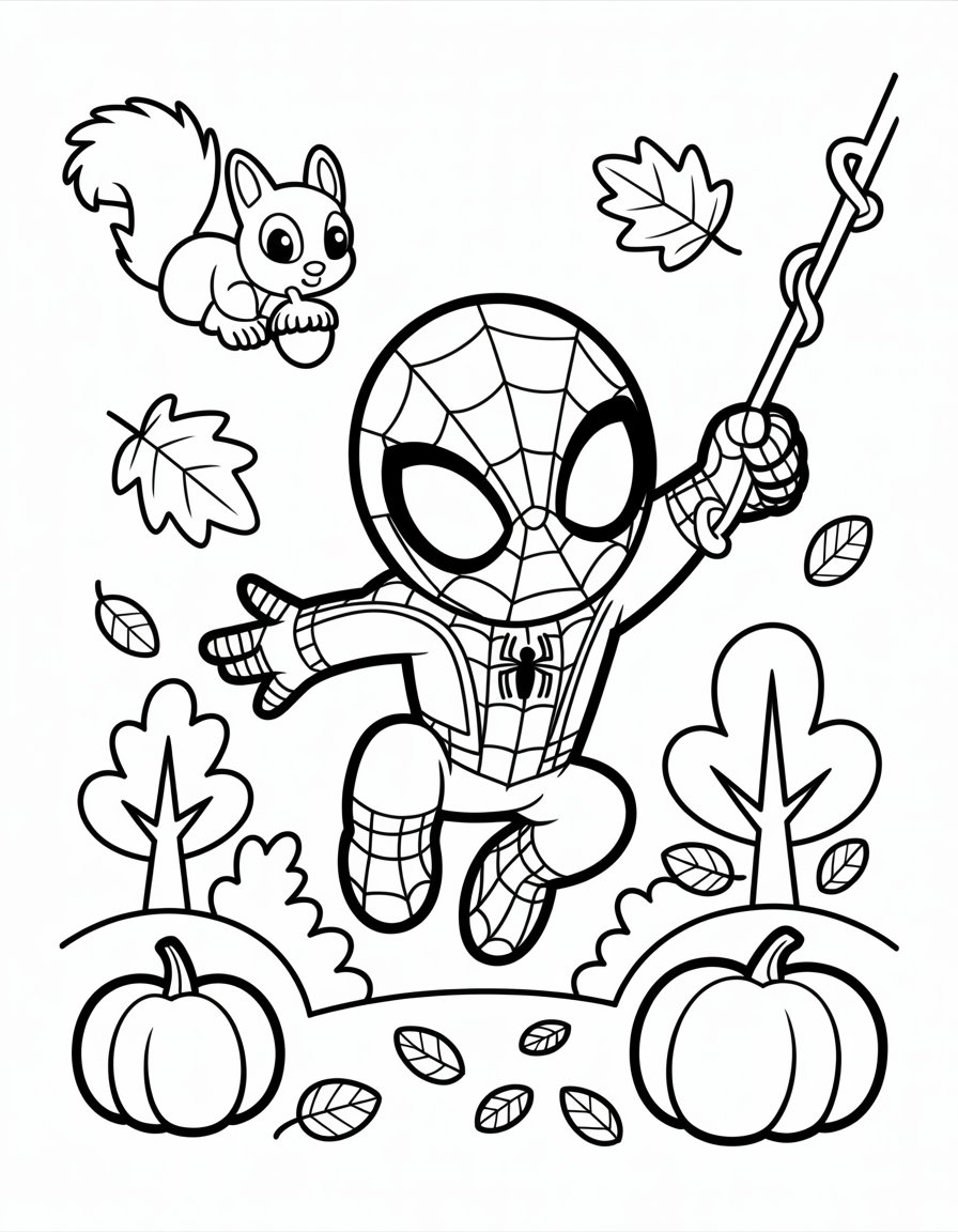spiderman fall coloring page