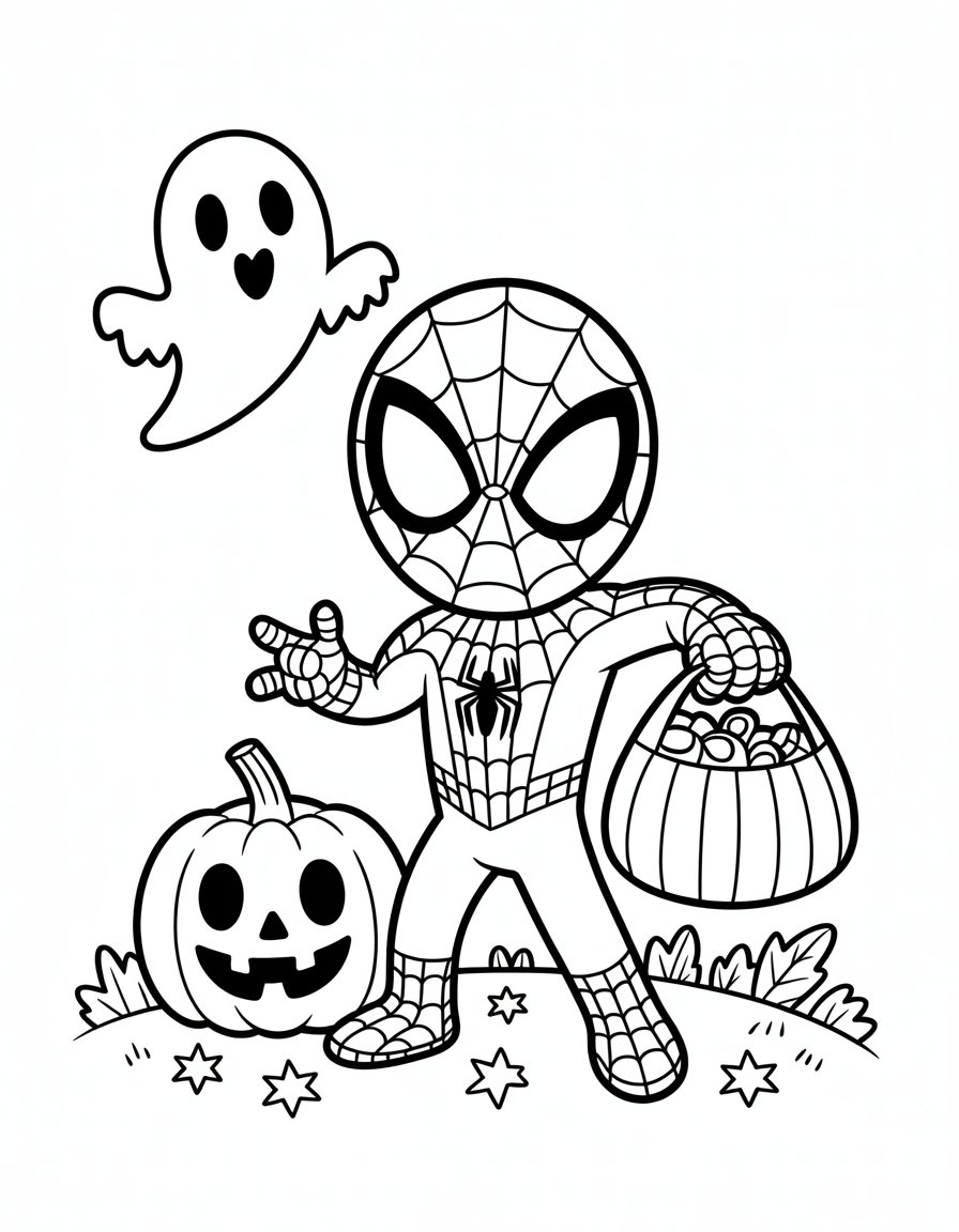 spiderman halloween coloring page