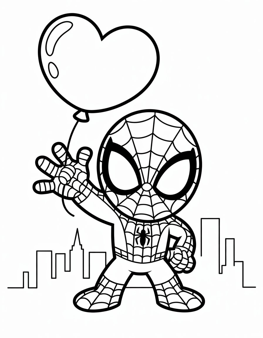 spiderman heart coloring page