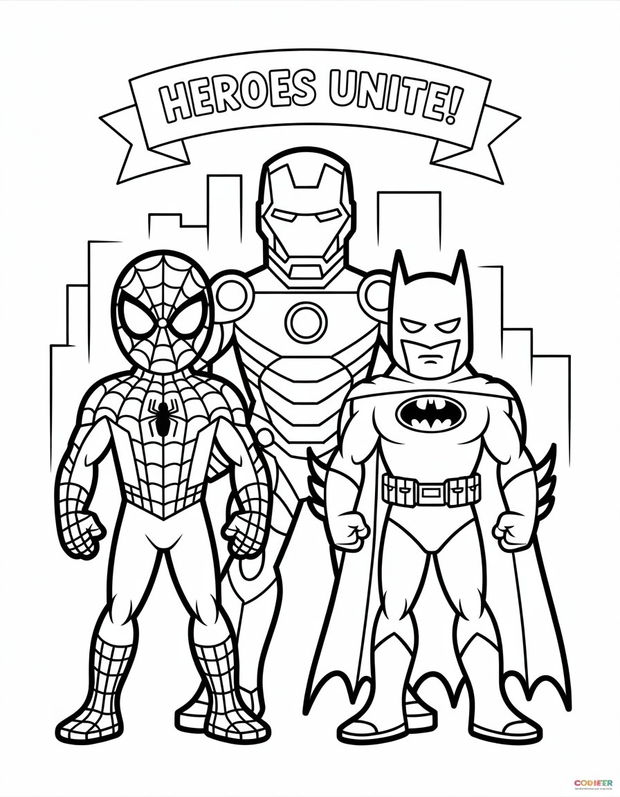 spiderman iron man batman coloring page