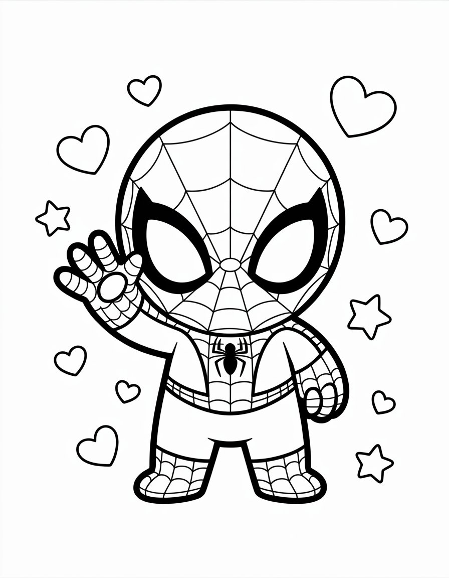 spiderman kawaii coloring page