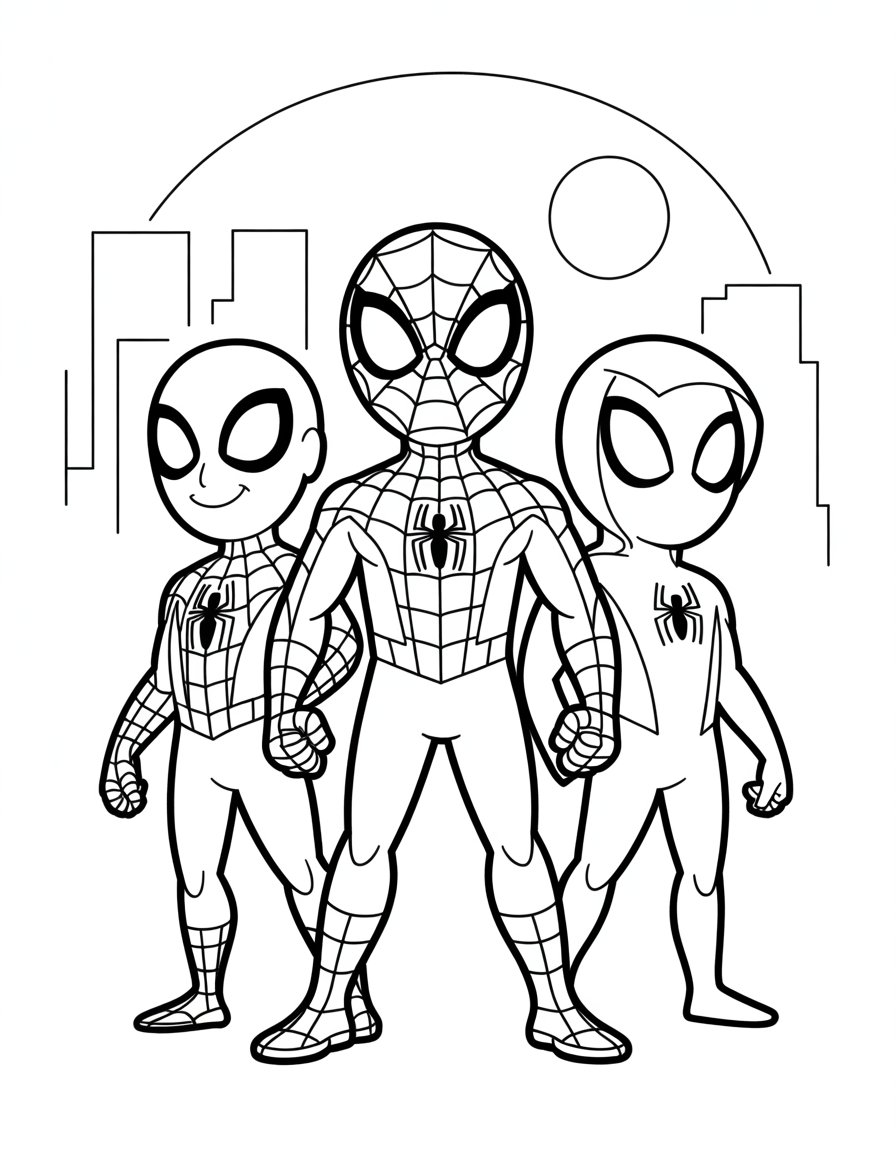spiderman team coloring page