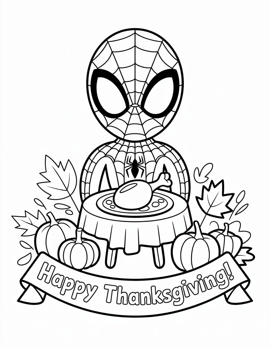 spiderman thanksgiving coloring page