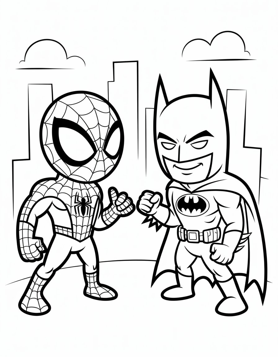 spiderman vs batman coloring page