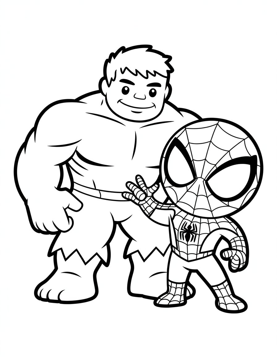 spiderman vs hulk coloring page