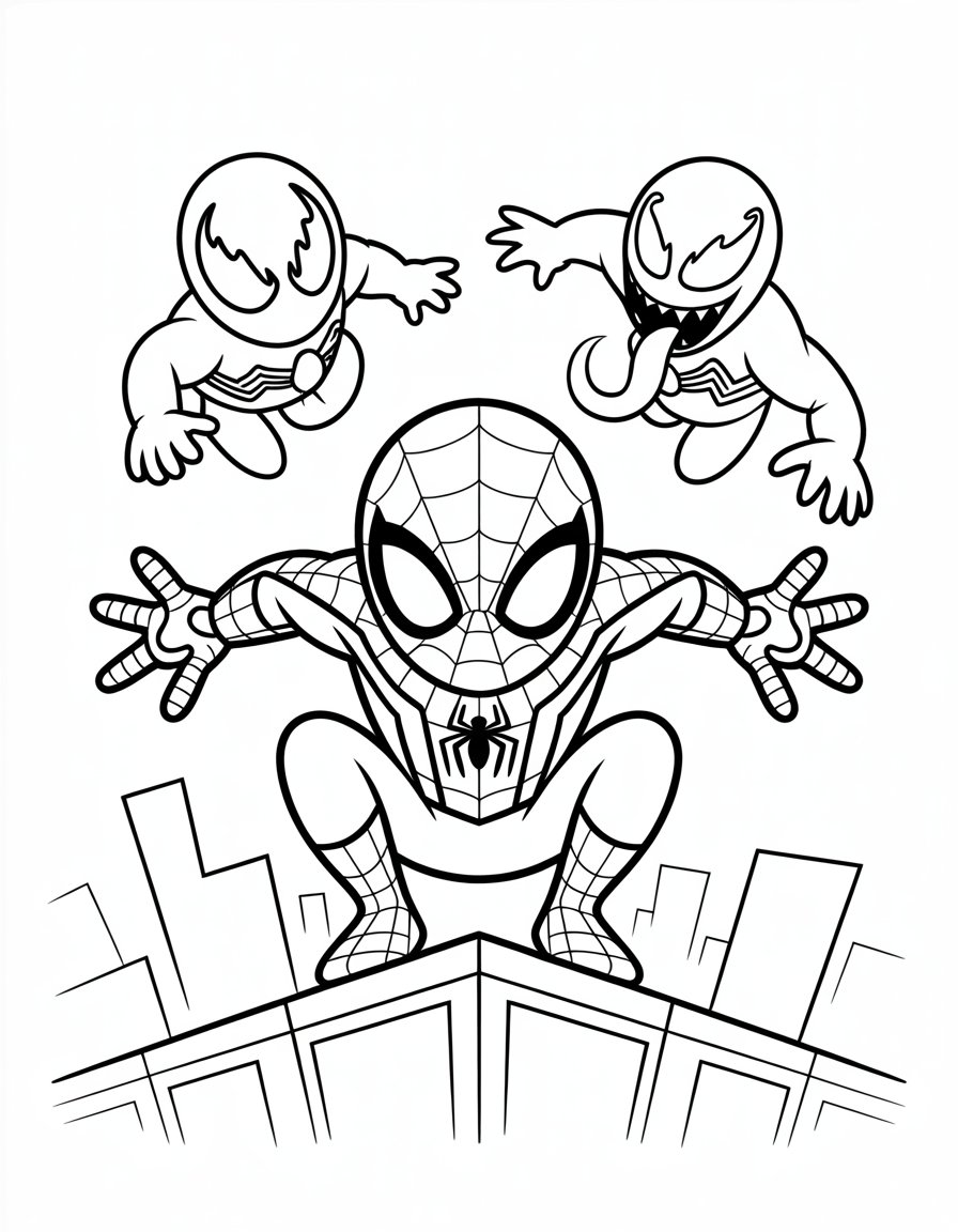 spiderman vs venom vs carnage coloring page