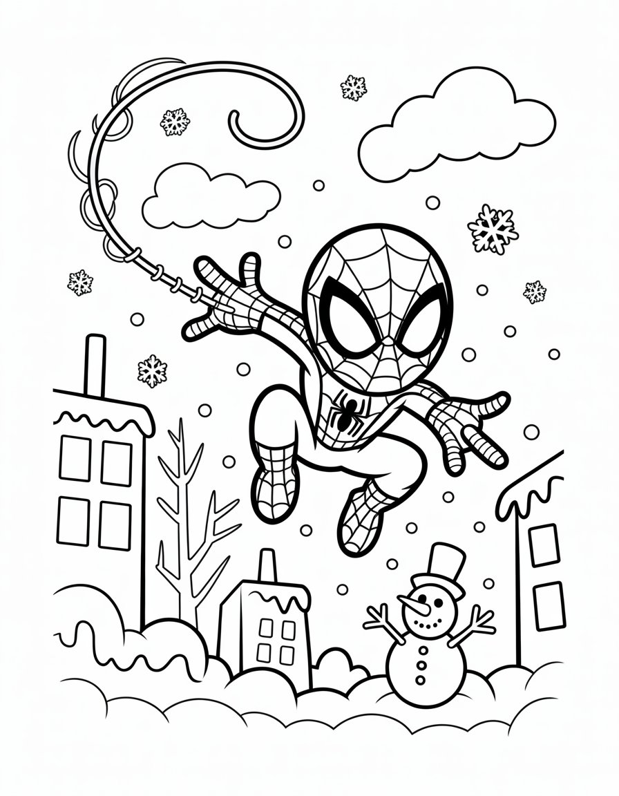 spiderman winter coloring page