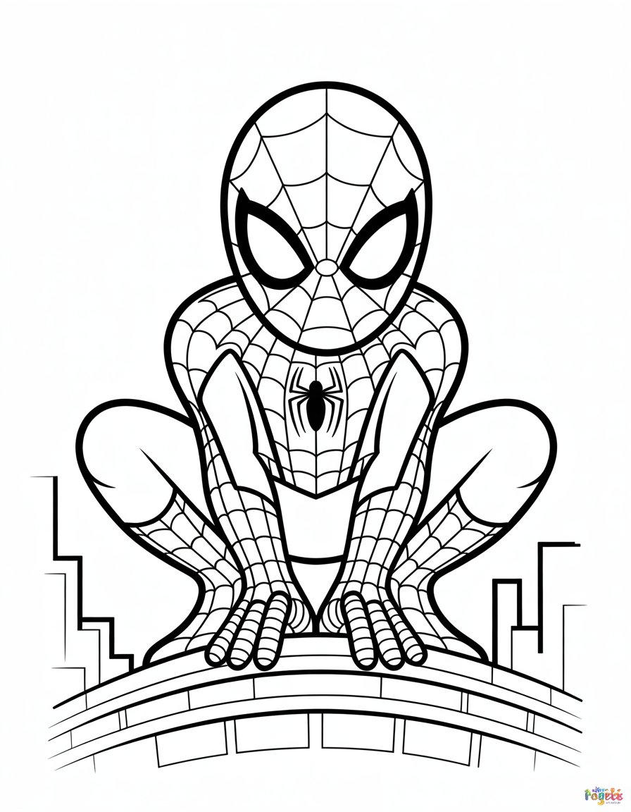 white spiderman coloring page