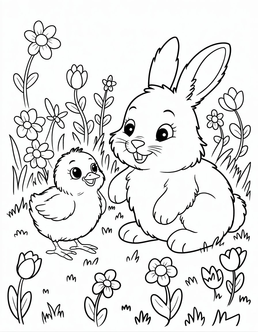 cute spring animals coloring page
