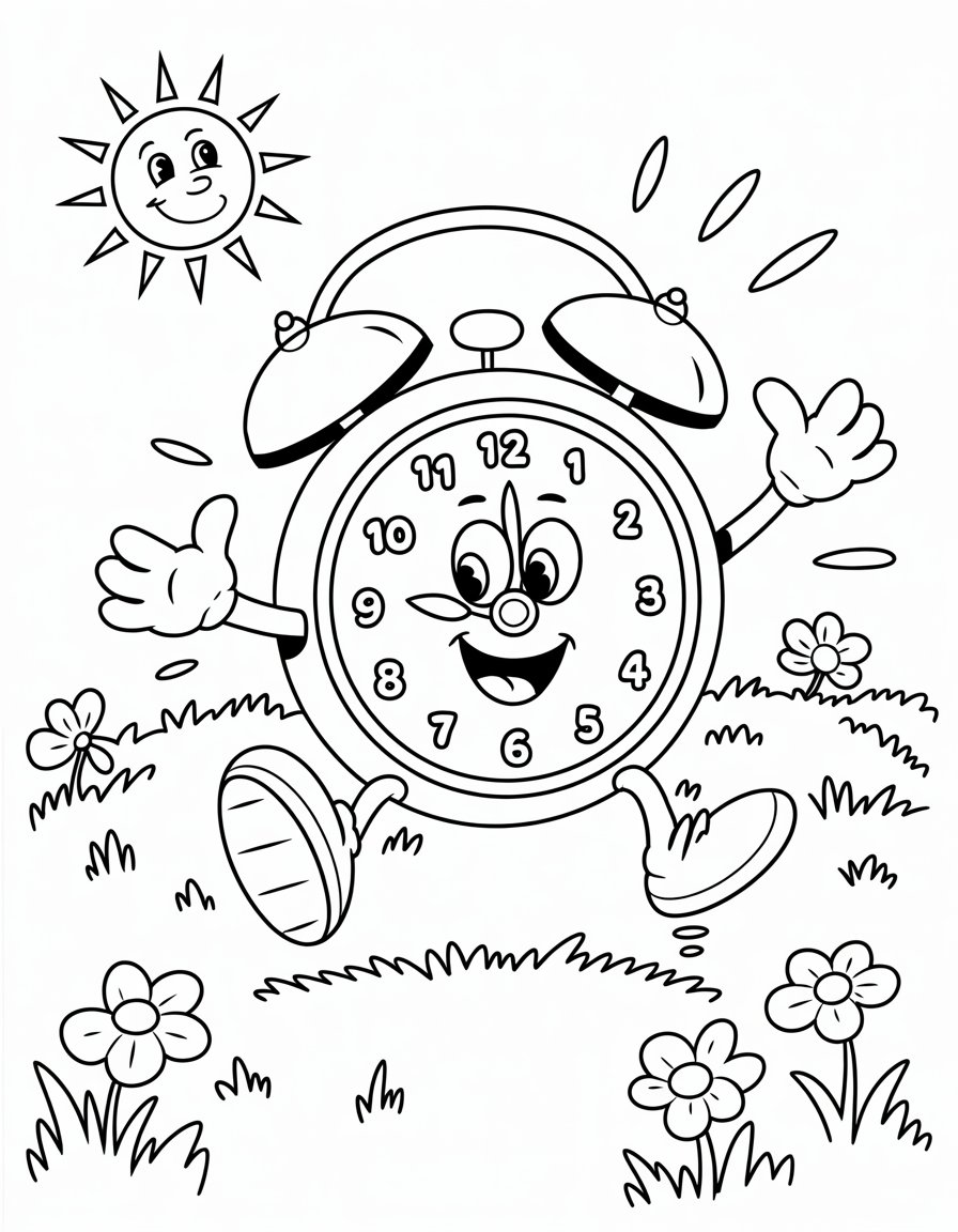 daylight savings spring forward coloring page