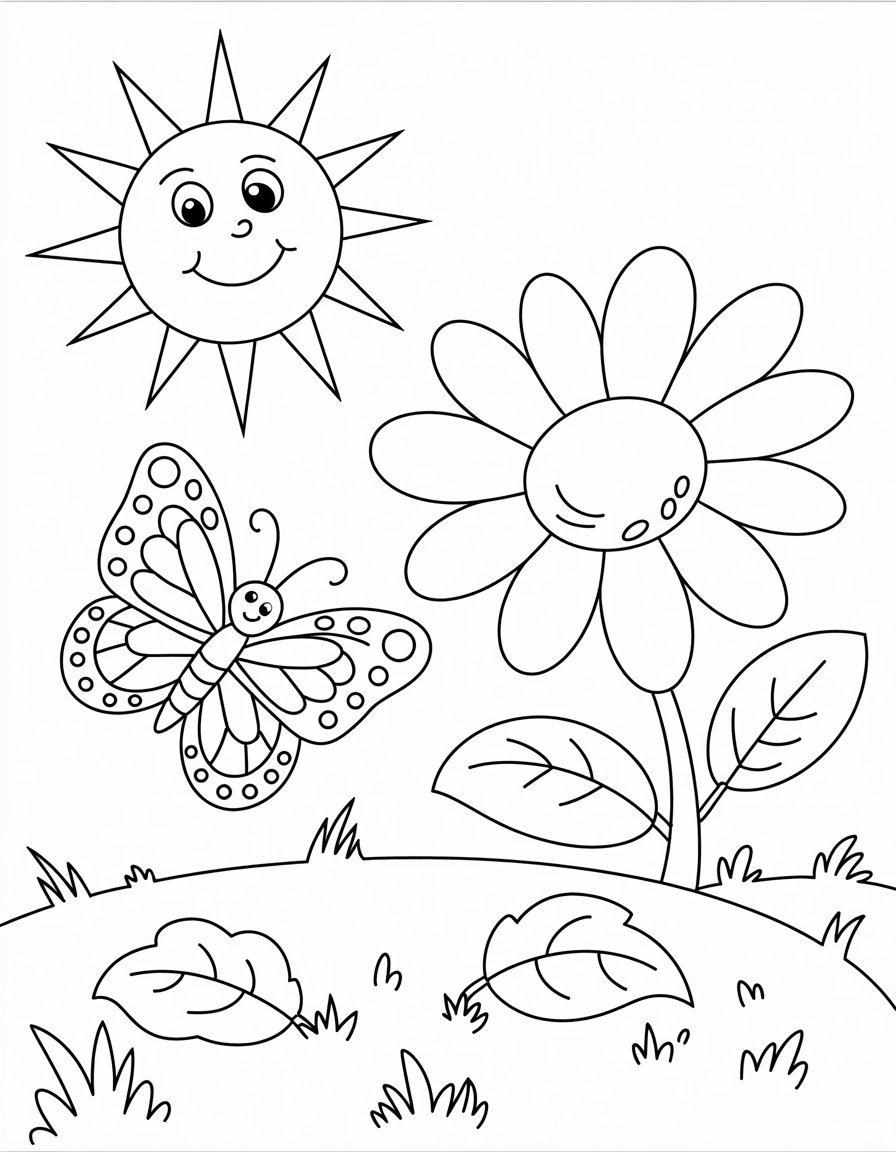 easy spring coloring page