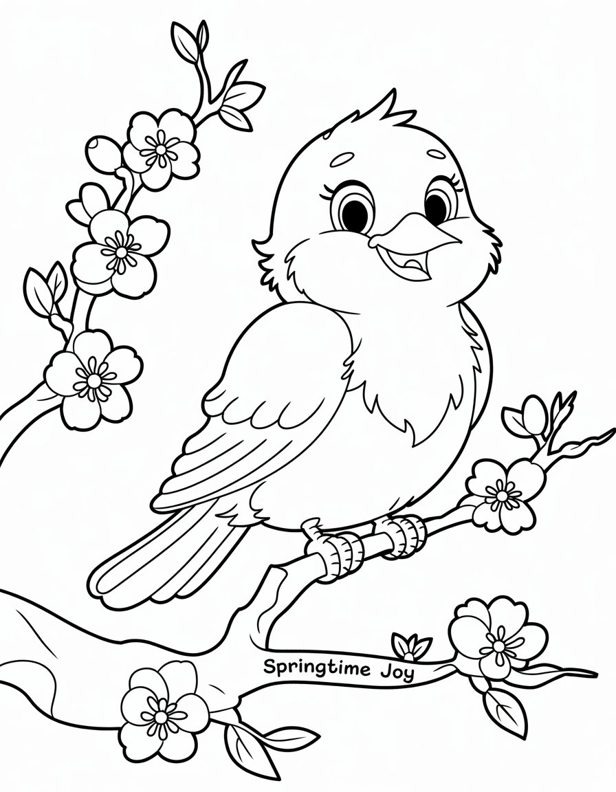 hello spring coloring page