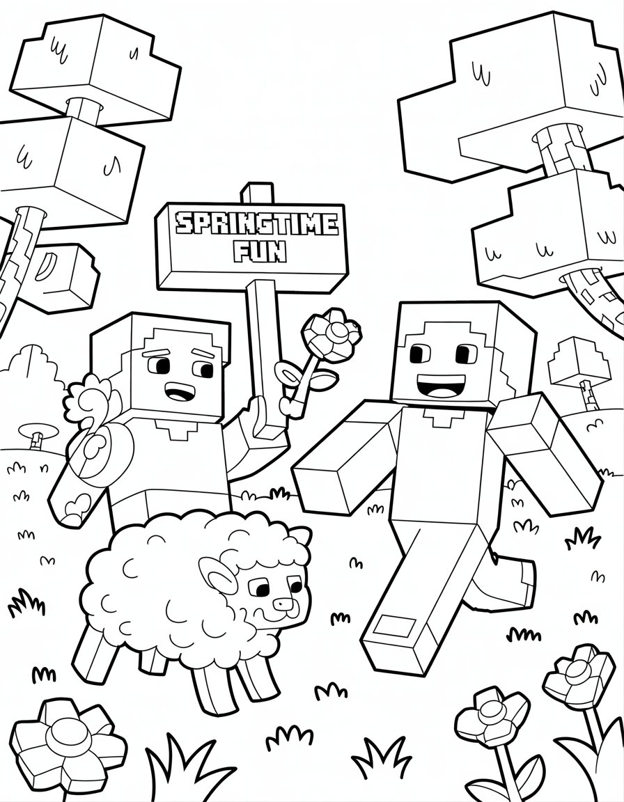 minecraft spring coloring page