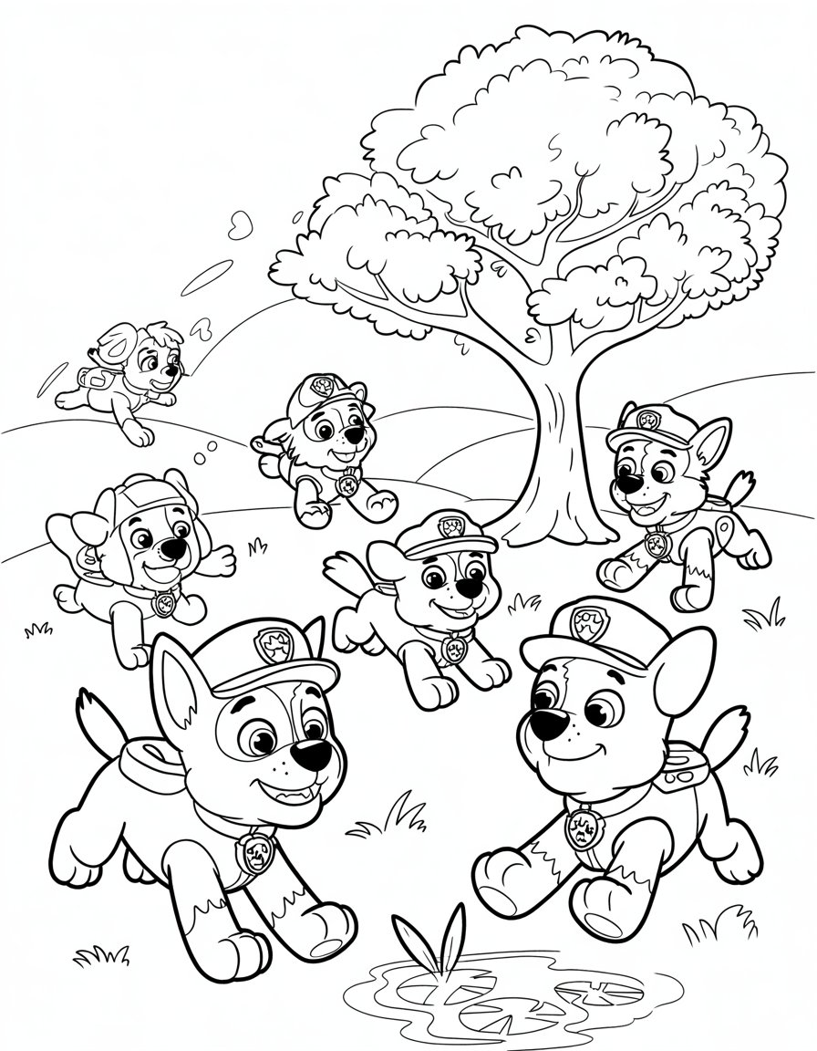 paw patrol spring coloring page