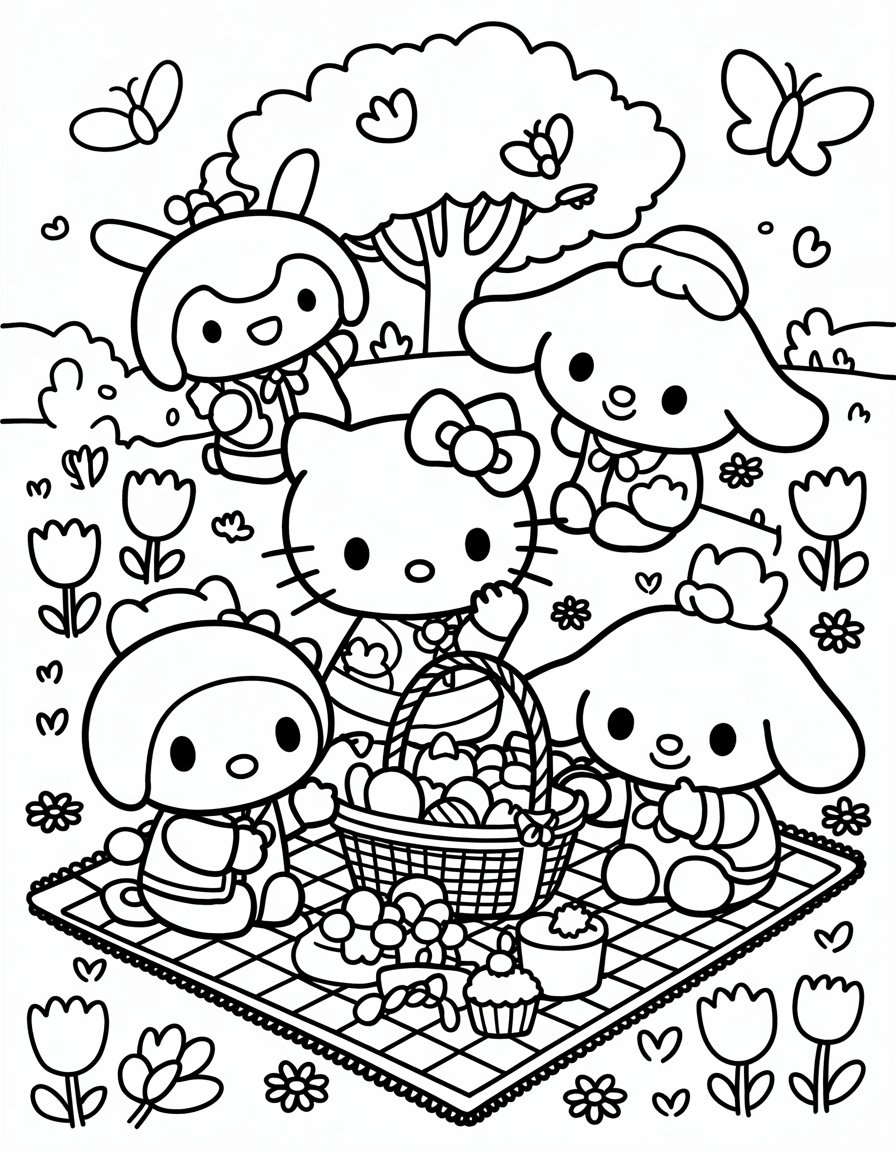 sanrio spring coloring page