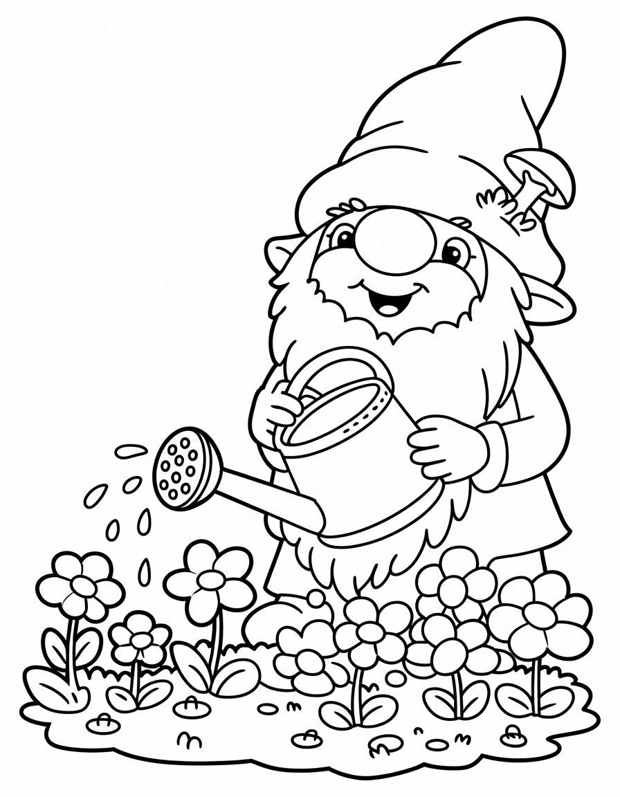 spring Gnome coloring page