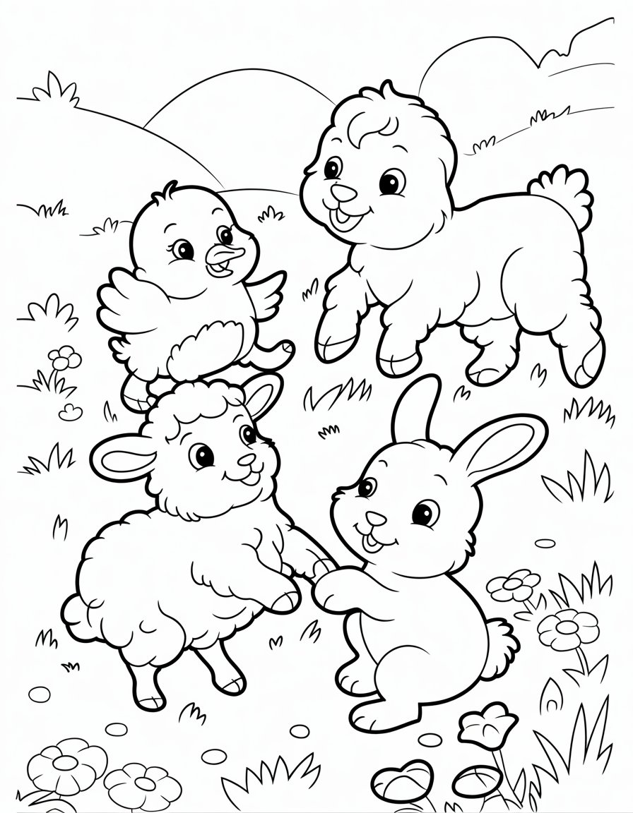 spring baby animals coloring page