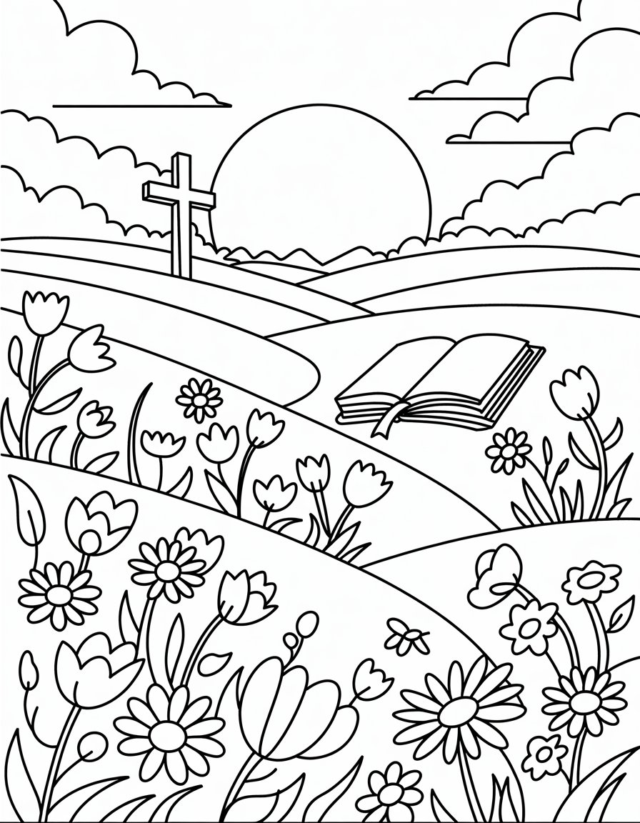 spring bible coloring page