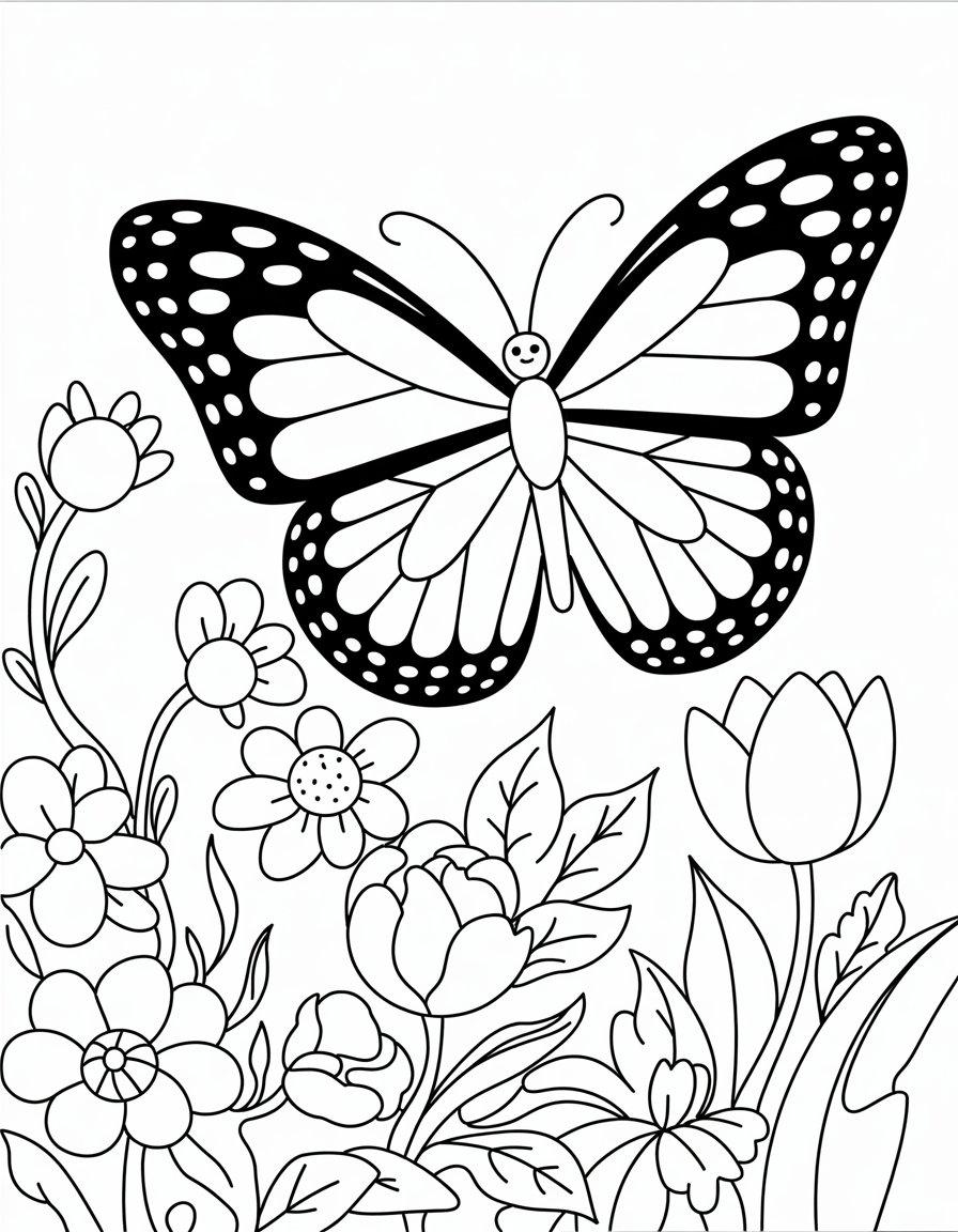 spring butterfly coloring page