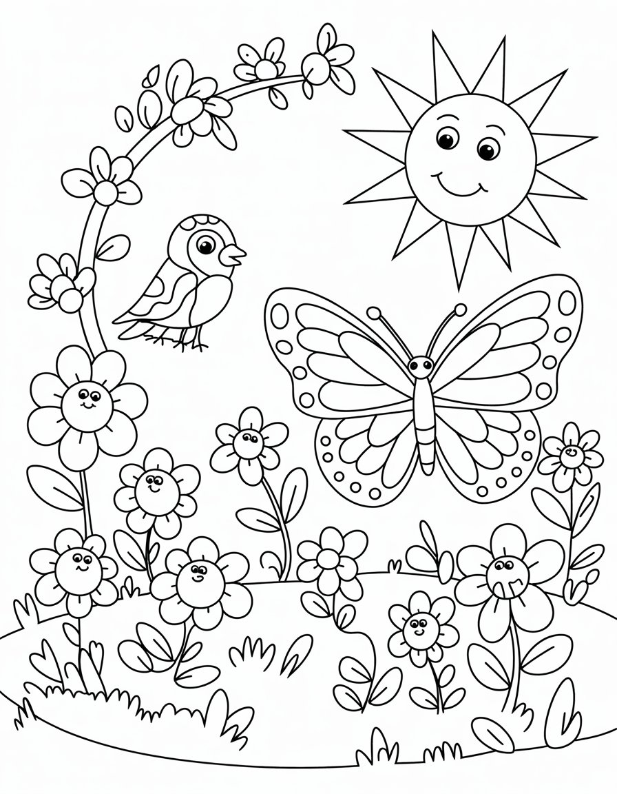 spring coloring page for children