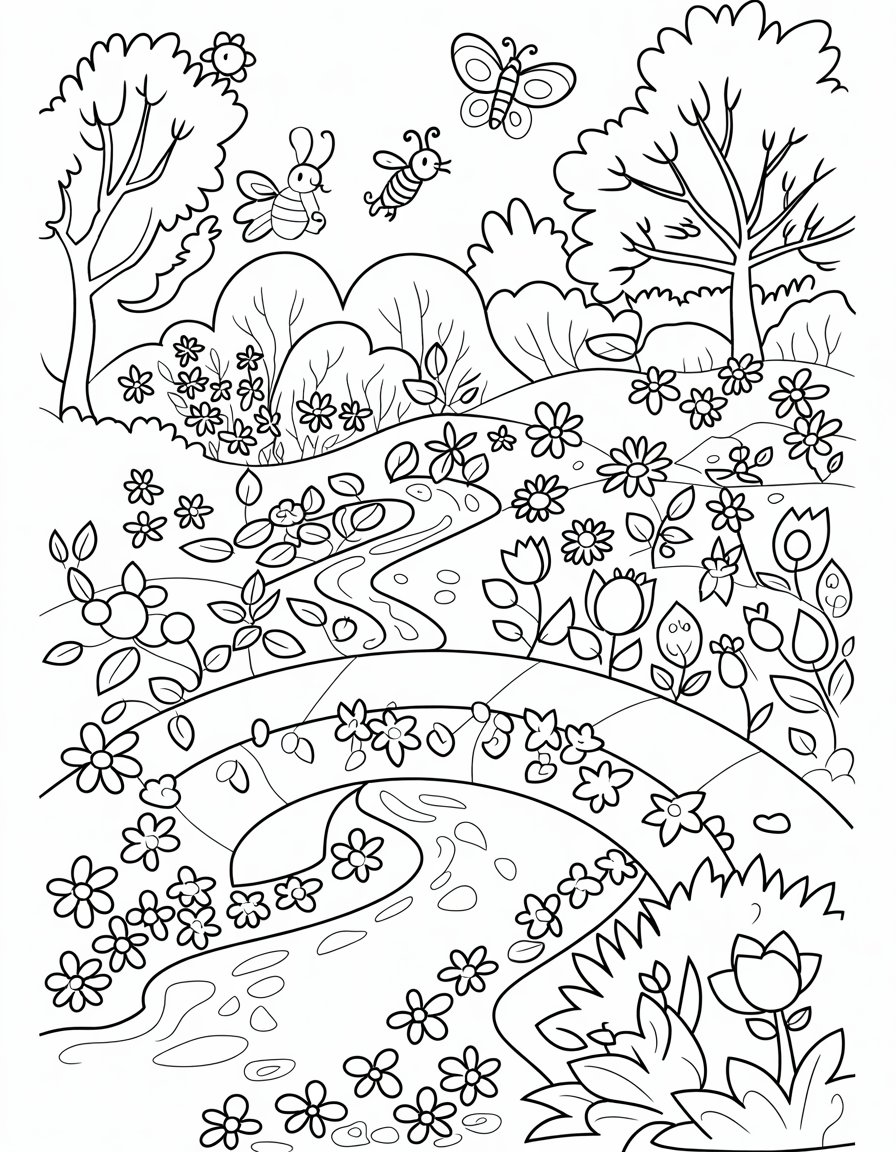 spring coloring page for older kids
