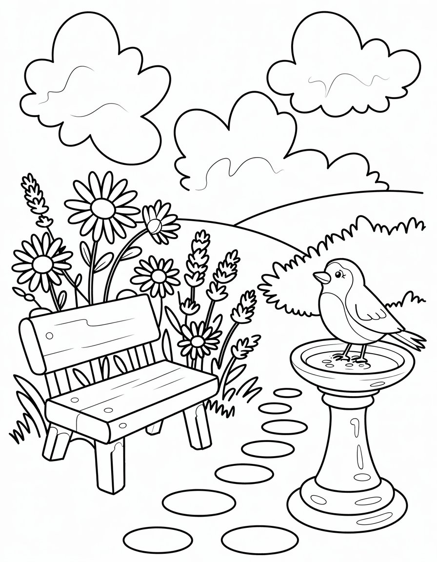 spring coloring page for seniors