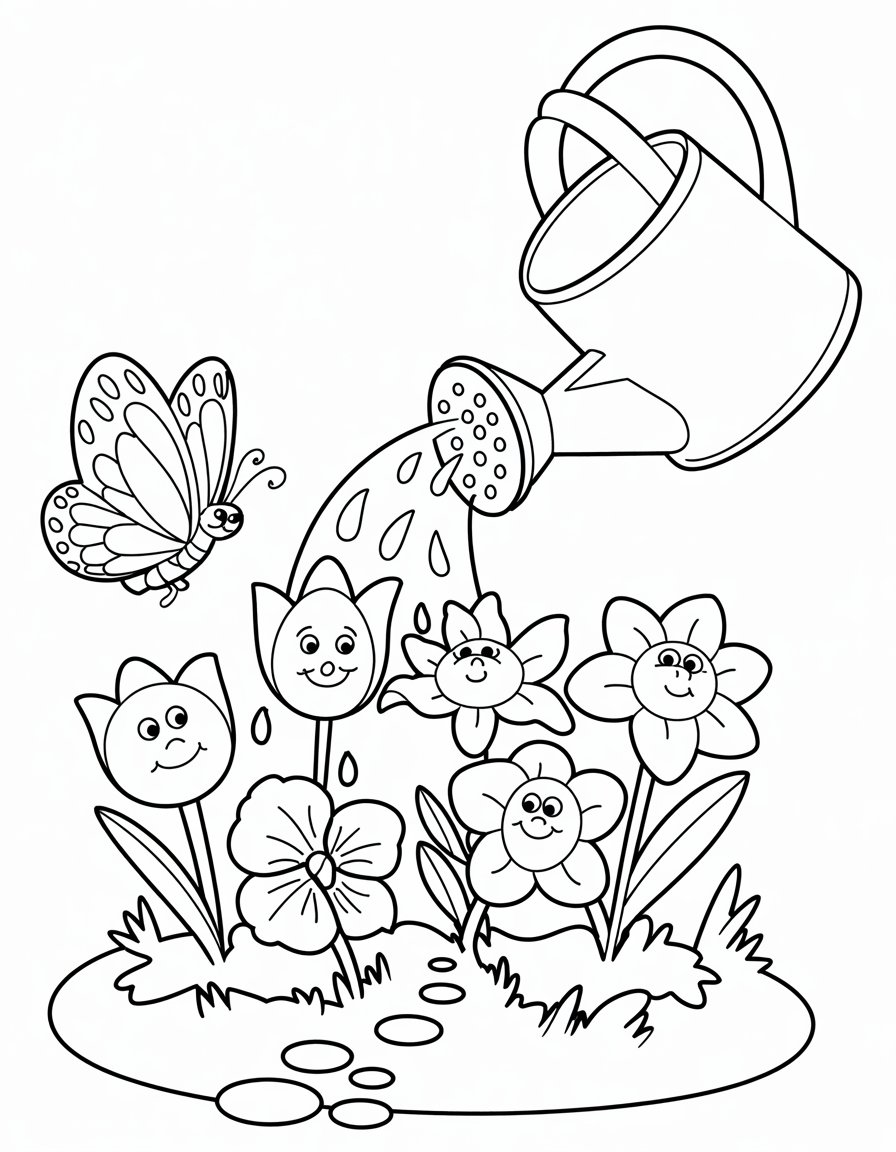spring coloring page preschool