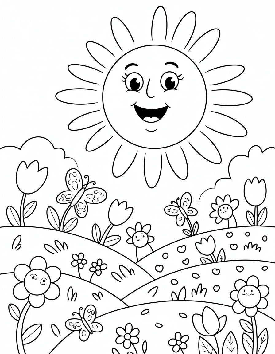 spring is here coloring page