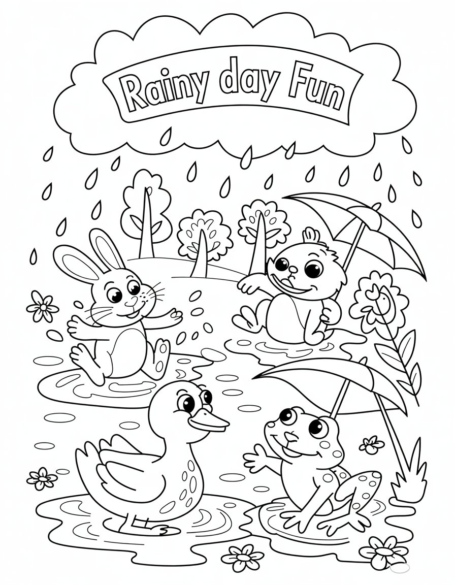spring showers coloring page