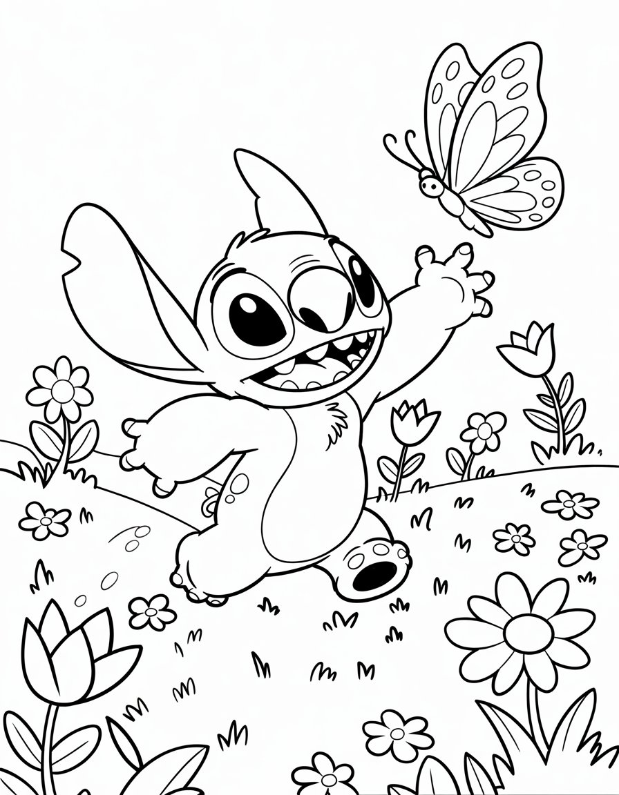 spring stitch coloring page