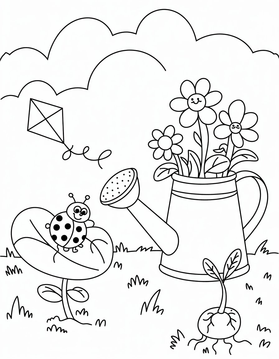 spring themed coloring page