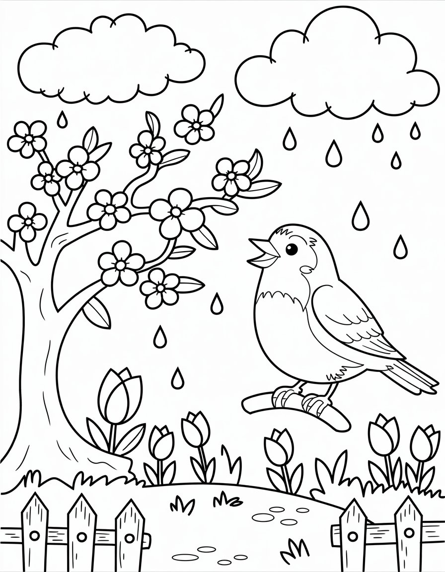 spring time coloring page