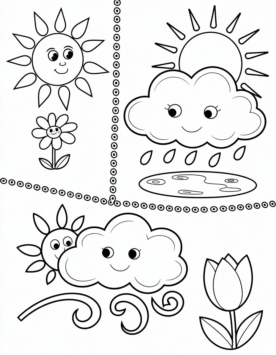spring weather coloring page