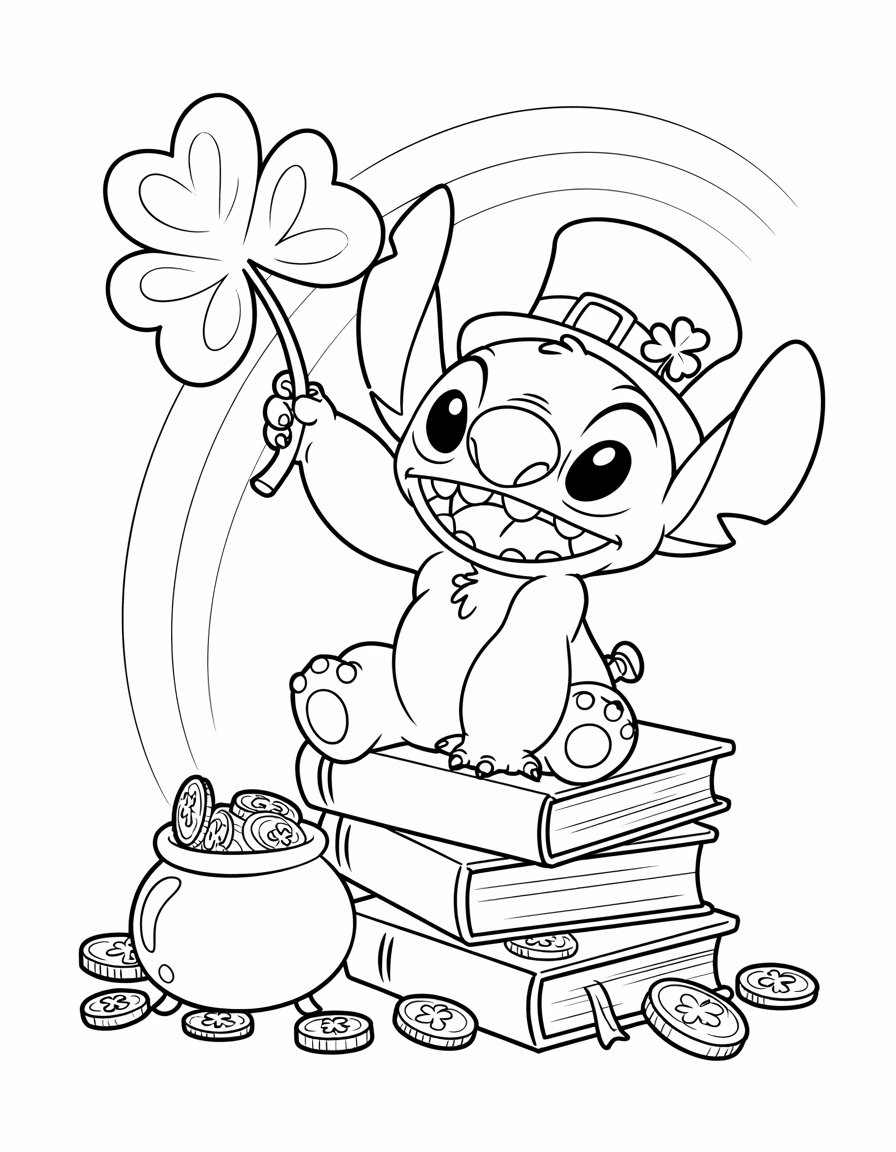 stitch st patrick's day coloring page