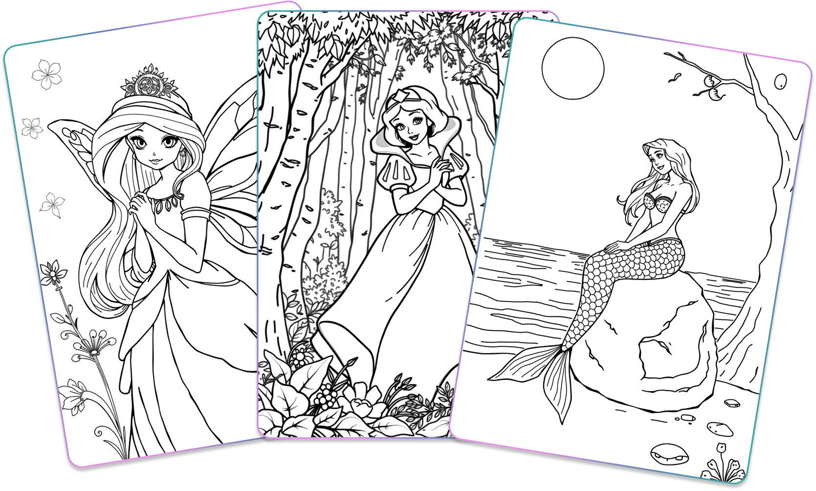 Pre-made coloring pages feature
