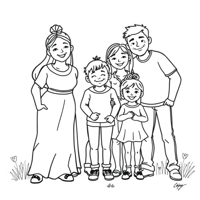 Family activity coloring page