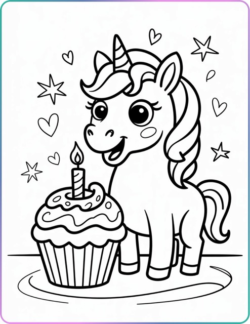 100 unicorn cupcake coloring pages (Free PDF Printables)