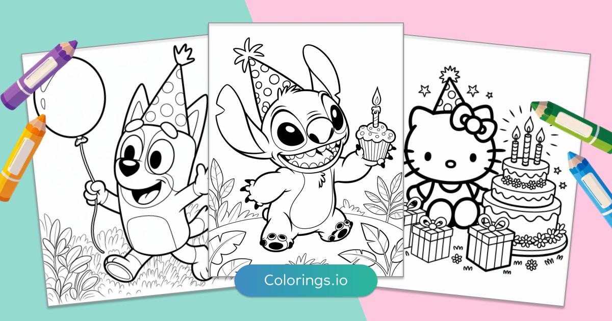 Free Birthday Coloring Pages PDF - Birthday Coloring Pages