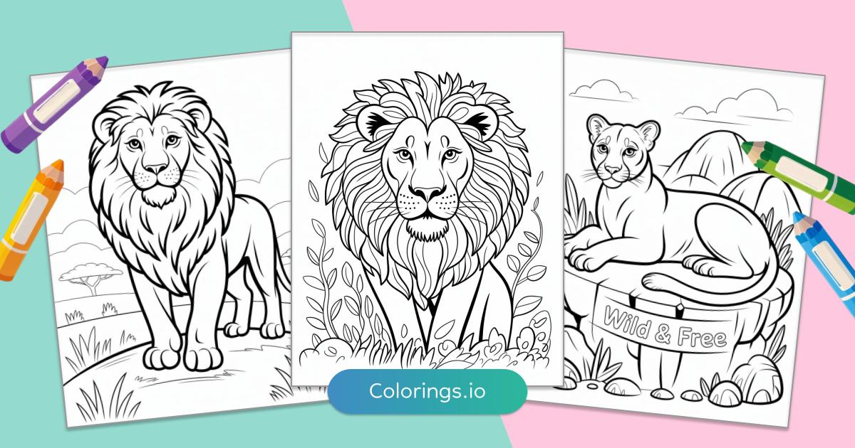 Free Lion Coloring Pages PDF Printables - Lion Coloring Pages 