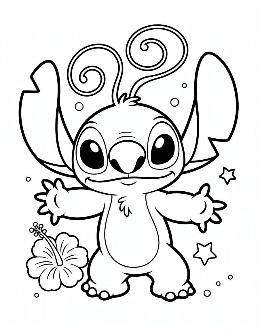 Angel Girl Stitch coloring page
