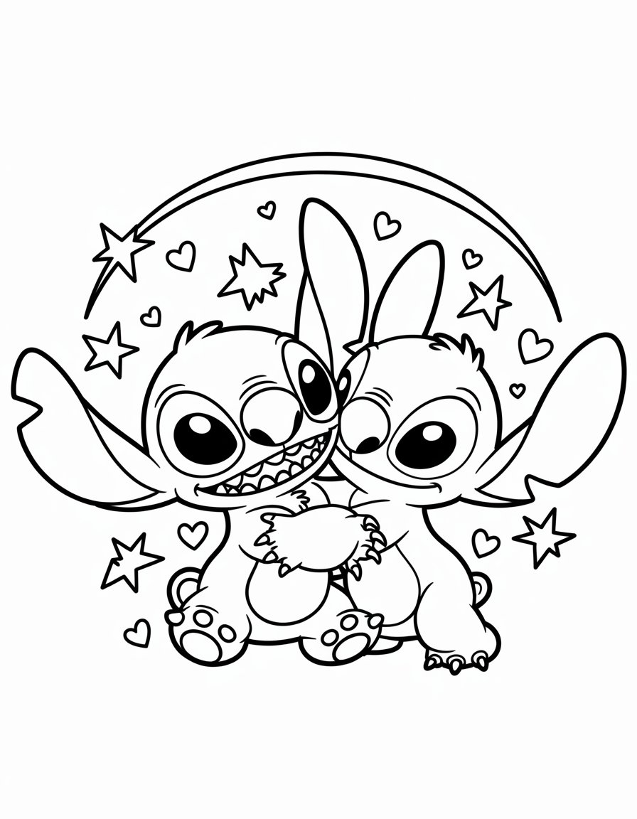 Cute Stitch and Angel Drawing
