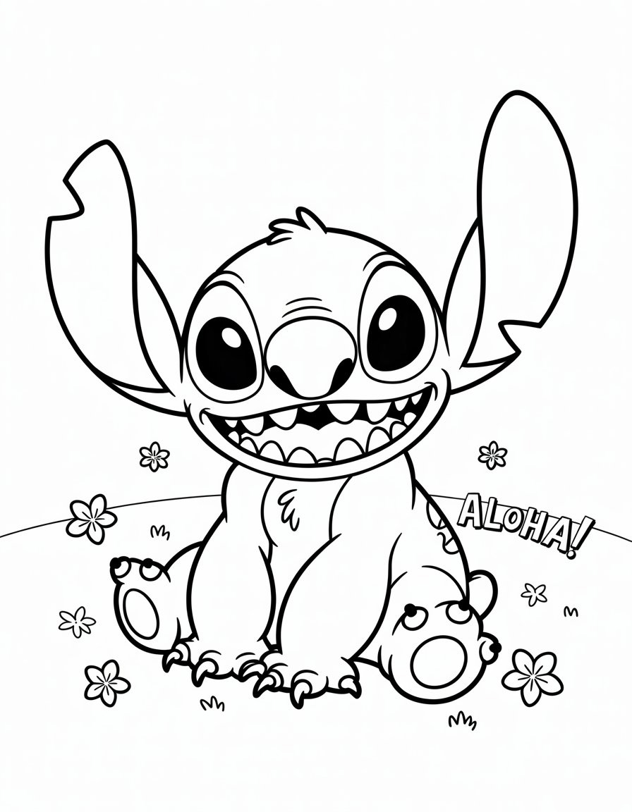 Cute Stitch Coloring Page