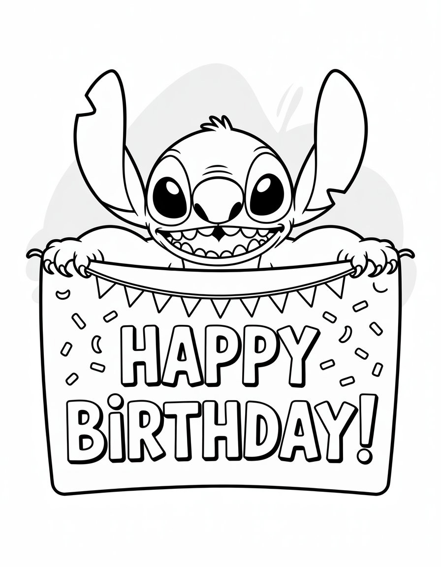 Happy Birthday Stitch coloring page