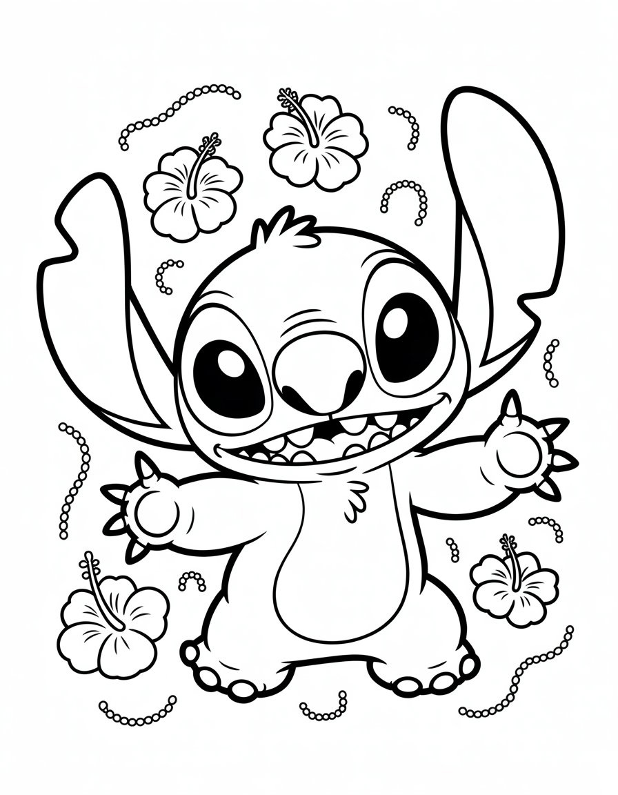 Kawaii Stitch coloring page
