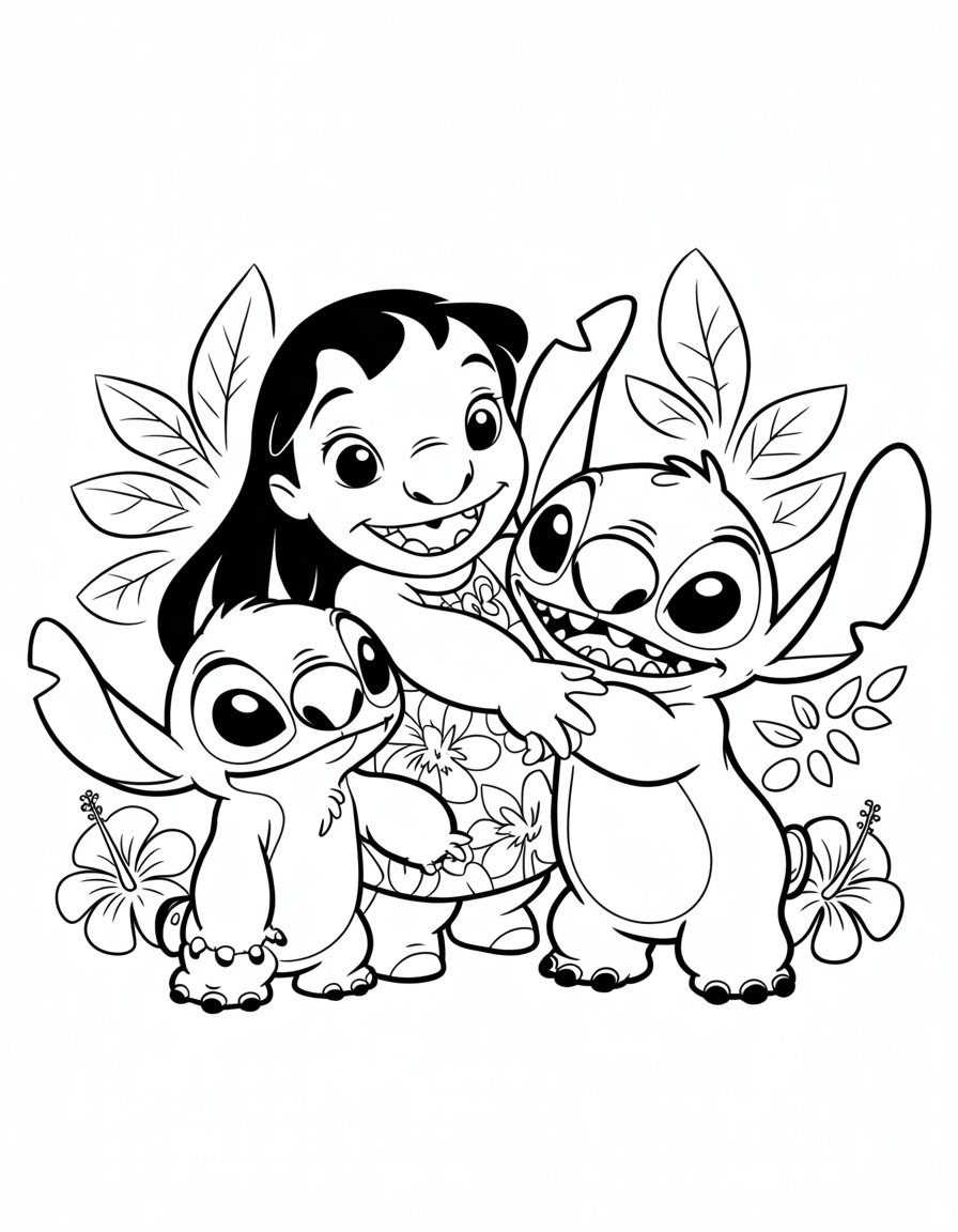 Lilo and Stitch and Angel coloring page