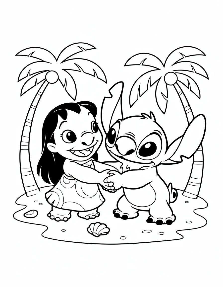 Lilo and Stitch Coloring Page Free