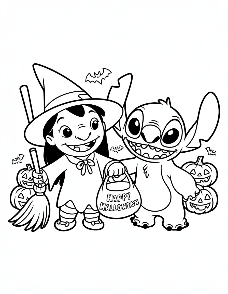 Lilo and Stitch Halloween coloring page