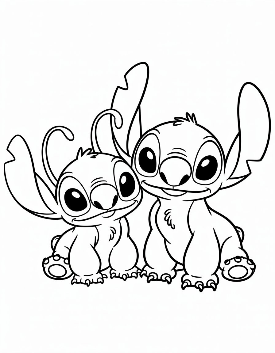 Stitch and Angel Outline
