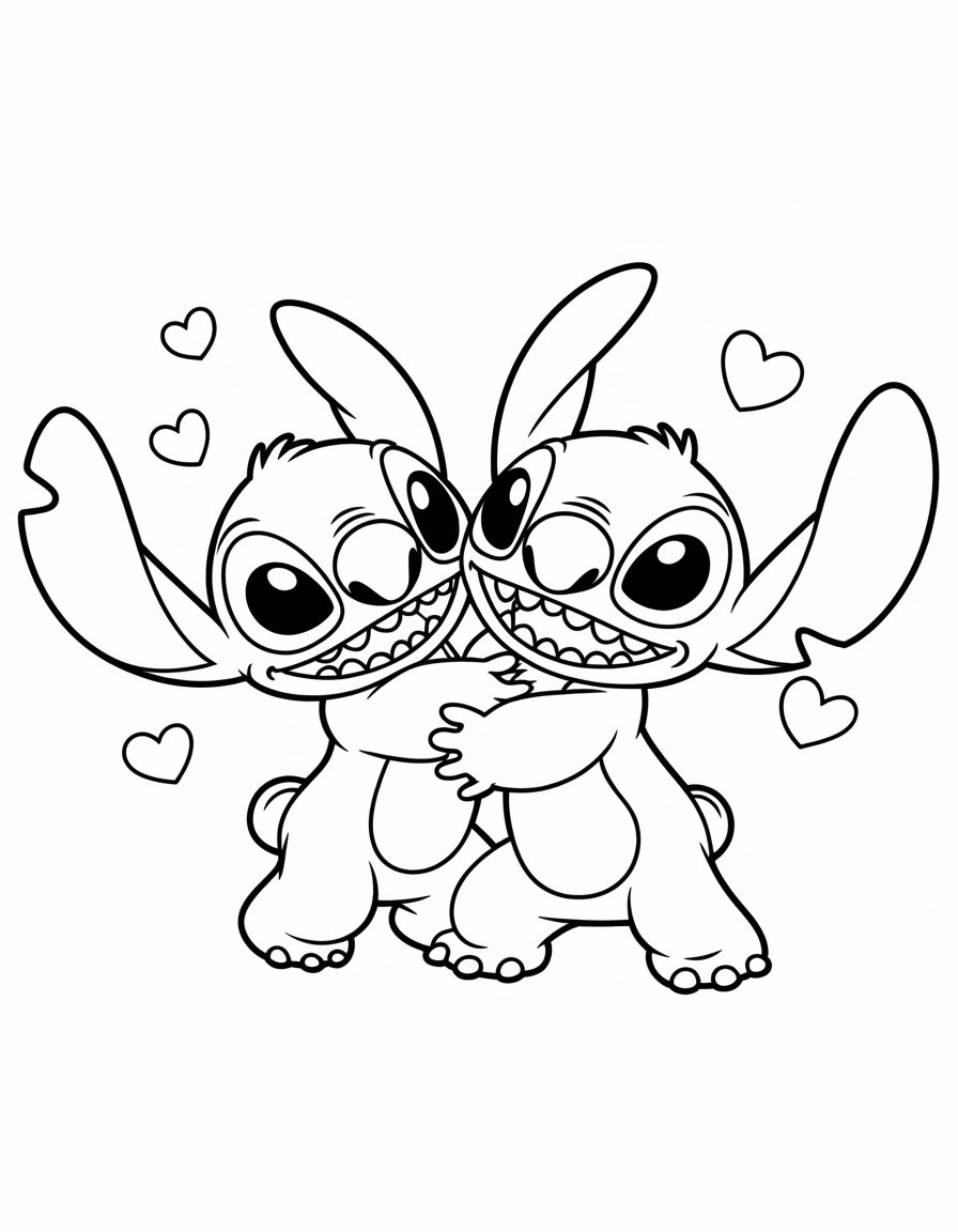 Stitch and his girlfriend coloring page