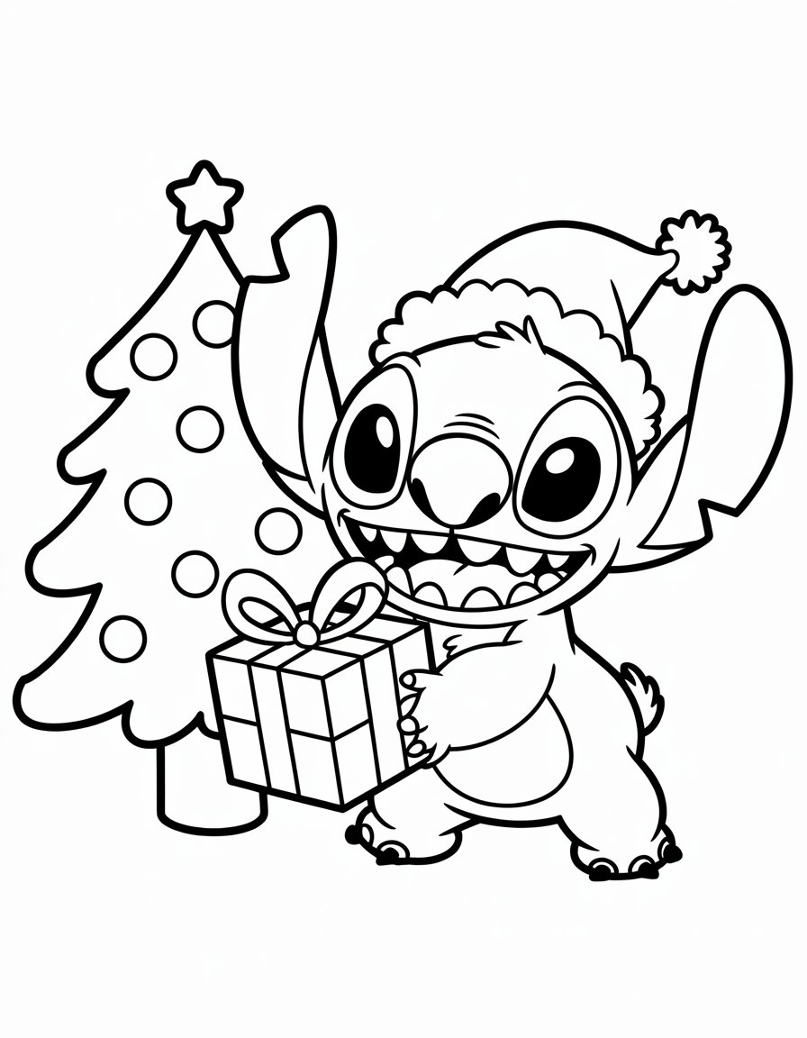 Stitch Christmas coloring page